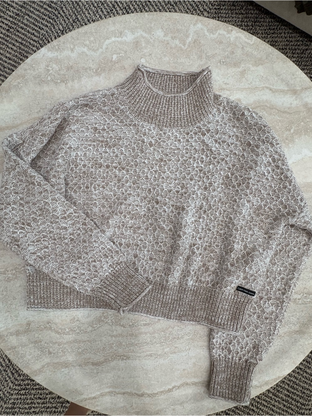 Calvin Klein Jeans  Turtleneck Sweater in Brown & Cream